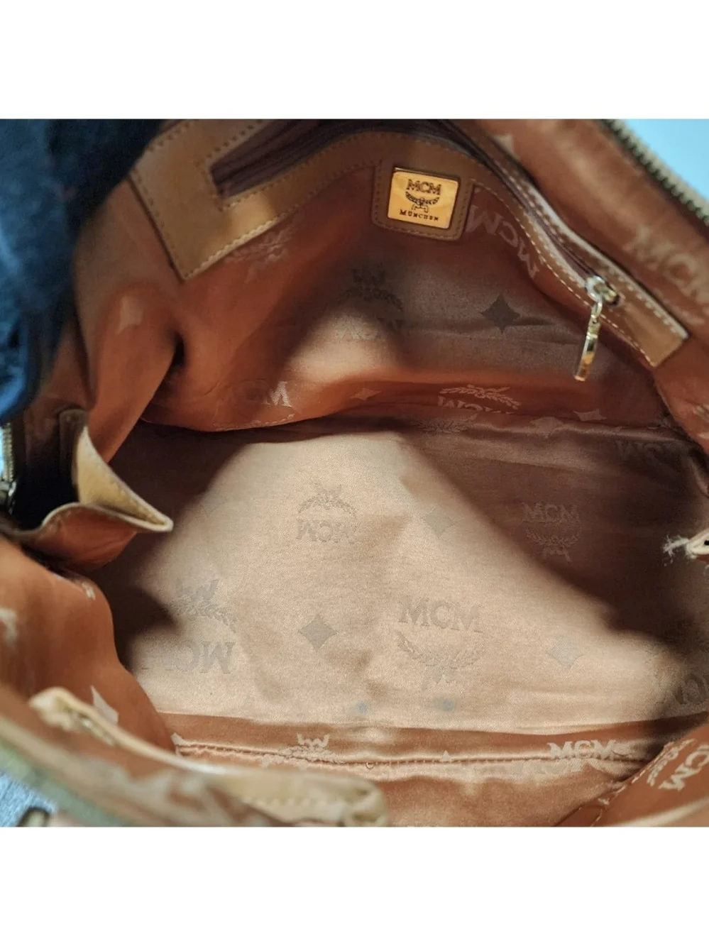 MCM Visetos Heritage Bowler Medium Shoulder Bag Brown
